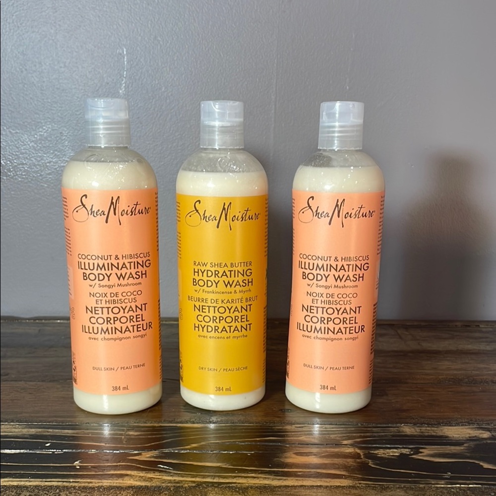 Shea Moisture body wash - 2 bottles coconut & hibiscus, 1 Raw Shea Butter NEW